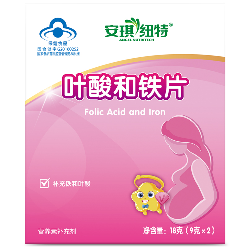 安琪纽特 叶酸和铁片铁剂备孕孕妇叶酸0.3g*60片