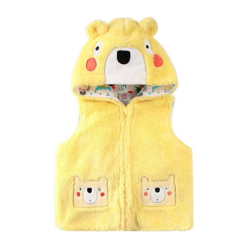 派仁小镇宝宝保暖珊瑚绒马甲黄色