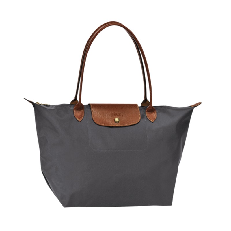 法国珑骧女款尼龙长手柄大码折叠手拎包灰色 longchamp