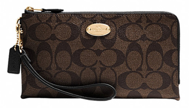 【美国直邮】coach女士经典c标l型双拉链手包 棕色