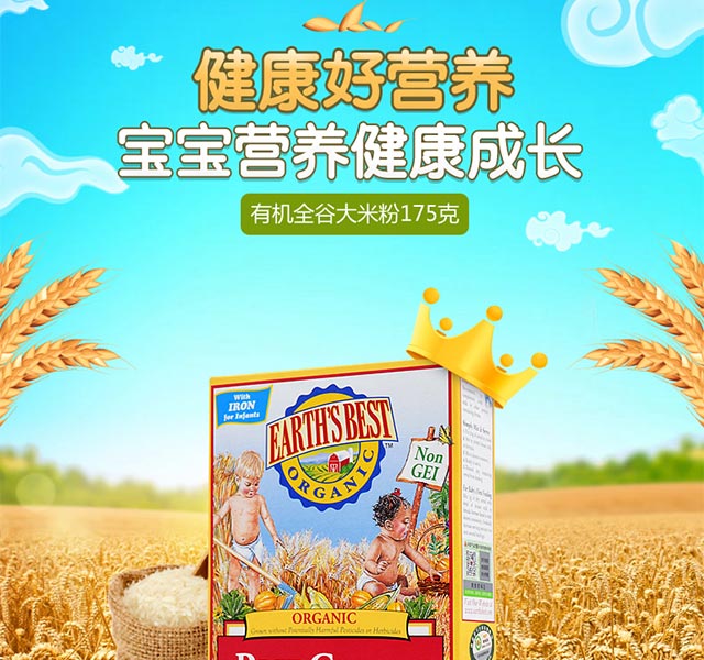 美国爱思贝婴幼儿有机大米粉175g*2盒